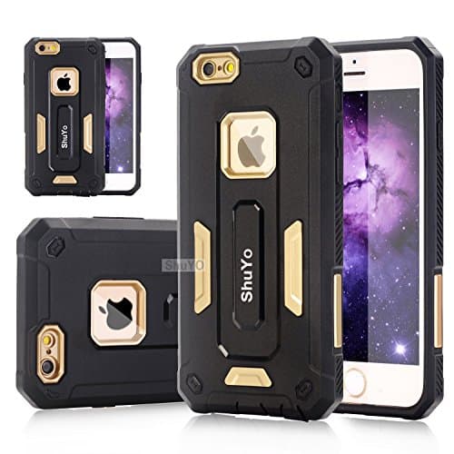 iPhone 6S Case, ShuYo [Jazz Series] Hard Plastic Shell with Soft Rubber Heavy Duty Dual Layer Hybrid Armor Defender Bumper Shockproof Cover For iPhone 6 / 6S (4.7 inch) - Golden