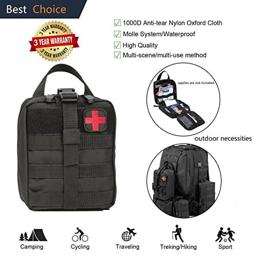 Tactical Molle Pouch Bag Attachment Accessory First Aid Kit Rip-away EMT Medical IFAK EDC Utility Pouches Bags with Buckle Strap 1000D for Outdoor Hiking Backpacking Camping Travel Treking Car Cycling