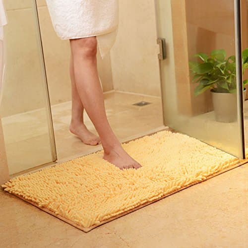 UHBGT Silk Rectangular Bathroom Kitchen Non-slip Machine Washable Mat Carpet Living Room Coffee Table Sofa Bedside Soft Mat Yellow 40x60CM