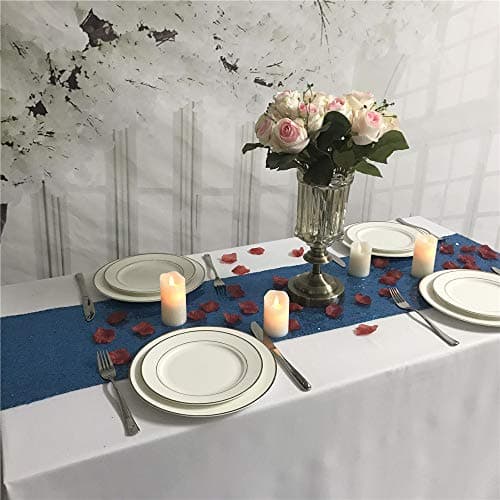 Turquoise Sequin Table Runner 14" x 108" Sequin Tablecloth Wholesale Aqua Blue Sequin Table Cloths Sequin Linens Teal Sequin Silver Sequin