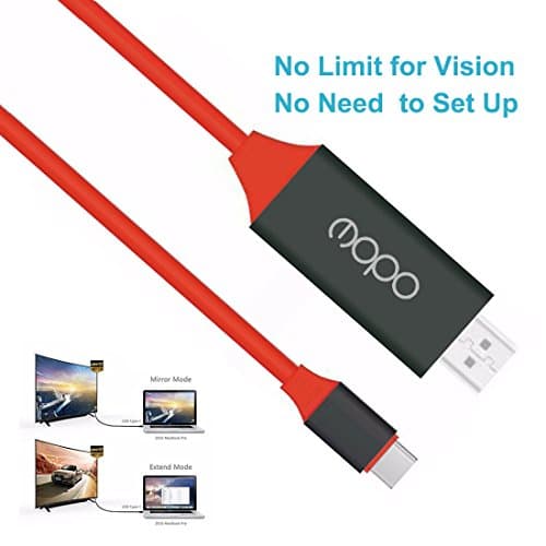 4K USB C to HDMI Cable for Galaxy S8 no need to set up usb-c to hdmi adapter USB 3.1 Type C to HDTV Cable For phone notebook the New Mac-book Chrome-book Pixel Plug and Play and more Red(6.56ft/2.0m)