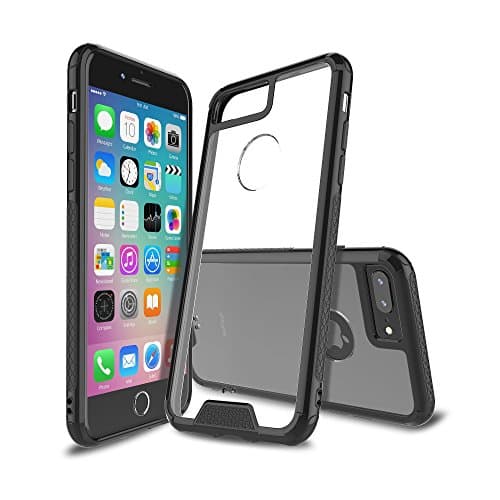 iPhone 8 Plus Case,TIDALY,Transparent Hard Plastic Back Plate and Soft TPU Gel Bumper-Black