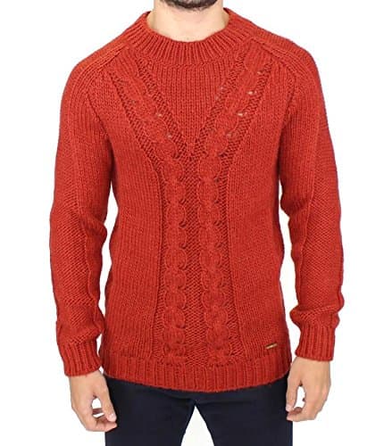 GF Ferre Orange Knitted Wool Blend Pullover Sweater