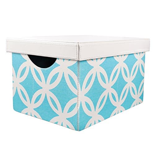 Vox Non Woven Fabric Rectangular Foldable Storage Boxes Bins Organizer Cube Containers Drawers with Lid and Handles for Clothes Light Blue