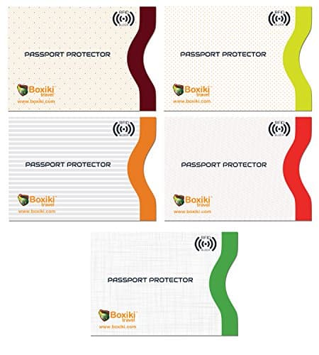 RFID Blocking Sleeves, Set With Color Coding | Identity Theft Prevention RFID Blocking Envelopes by Boxiki Travel (White) (Set of 5 Passport Sleeves (White))