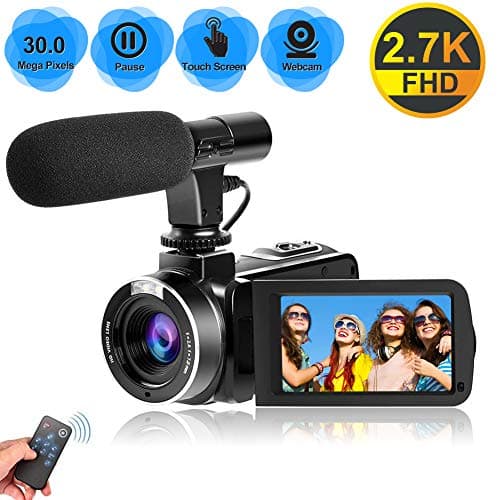Camcorder Video Camera 2.7K Full HD 30MP Vlogging Camera for YouTube 18X Digital Zoom Camcorders with Microphone 3.0 Inch IPS Touch Screen