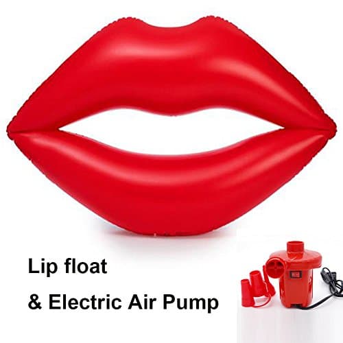 HOMEJU Inflatable Lips Pool Floaties Perfect Swimming Pool Float with Electric Air Pump Great for Summer Outdoor Parties Relaxing for Adults