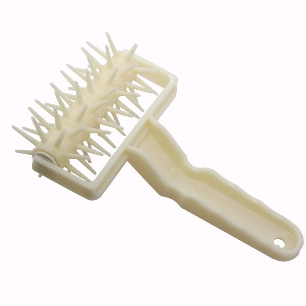 Heylookhere Practical Unique ?DIY Wheel Plastic Needle Roller Baking Pizza Punching Tool(White)