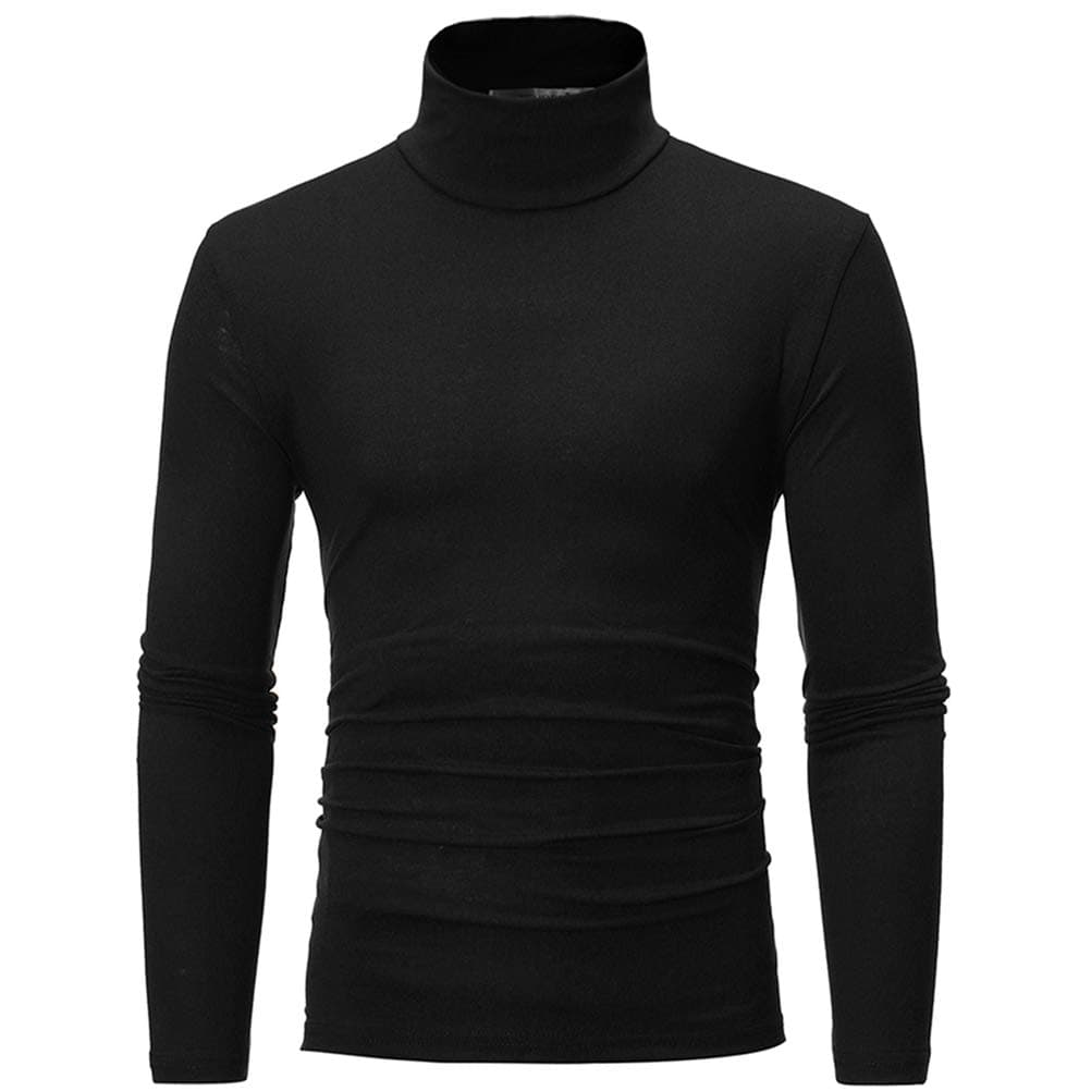 Men's Basic Turtleneck T-Shirts Roll Neck Plain Top Jumper Autumn Winter Long Sleeve Casual Top Blouse Sweatshirts