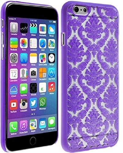 iViva presents iPhone 6S Case (Released 2015) and iPhone 6 4.7 inch Case for Damask Lace Vintage Urban Ultra Slim Fit Rubberized Coating Hard Case +A Clear LCD Screen Protector + A Stylus Pen (Purple)