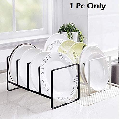 BATH CUBE Home Cube Multifunction Metal 4-Layer Vertical Kitchen Dish Bowl Shelf Drying Rack (White and Black)