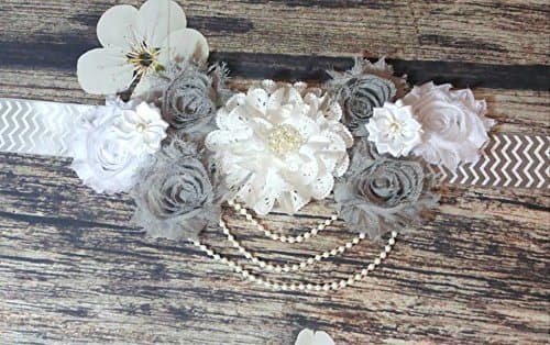 Beautiful Gray and White Chevron Maternity Sash