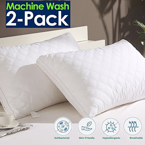 Pillows For Sleeping Down Alternative Soft Hotel Bed Pillows 2 Pack 100% Cotton Cover Adjustable Loft, Neck Pain Relief, Hypoallergenic Dust-Mite Resistant Queen