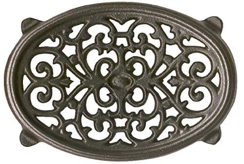 John Wright 33306 Small Oval Filigree Trivet - Black Matte