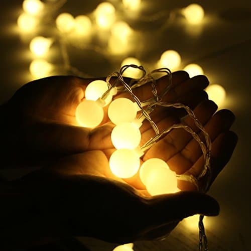 NiUB5 String Light for Bedroom,12.8ft Battery Powered Warm Glow LED Fairy Lighting, Indoor Decorative Globes Lights for Kids Room