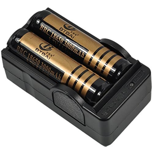 Protected 18650 Rechargeable Batteries Plus Charger (2pcs)