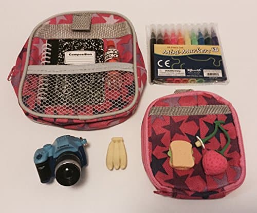 9 PC Doll Backpack & Lunchbox Set. Camera, iPhone & More. Fits American Girl Dolls.