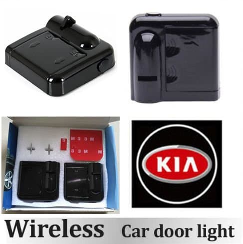 1Pair KIA Wireless Car Door Light No Drill Type Auto Welcome Light Logo Badge Lights LED Laser Ghost Shadow Projector Lamp for KIA Cars Door Light best quality
