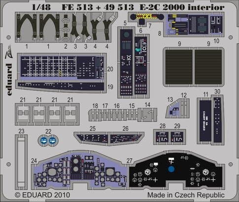 Eduard 1/48 E-2C 2000 interior (for Kinetic) zoom color etching parts FE513