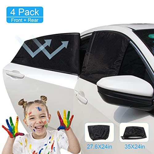 4Pcs Car Side Front & Rear Window Sun Shade - XL Mesh Sun Shades for SUVs, Baby, Kids, Adult, Anti-Glare and UV Rays Protection Car Camping Covers Full Window