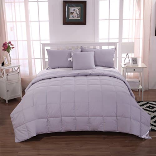 Summer Lightweight 100% Hungarian White Goose Down Comforter, Solid Grey (CAL King(108x94 inch))