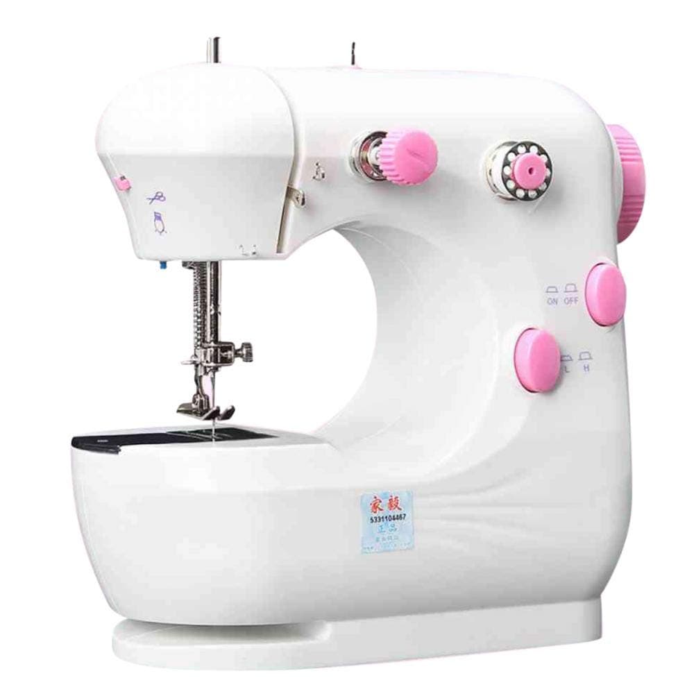 Mini Cute Sewing Machine, Portable Basic Electric Sewing Machine for Sewing Beginner Home, High Low Speeds (White,European Standard)