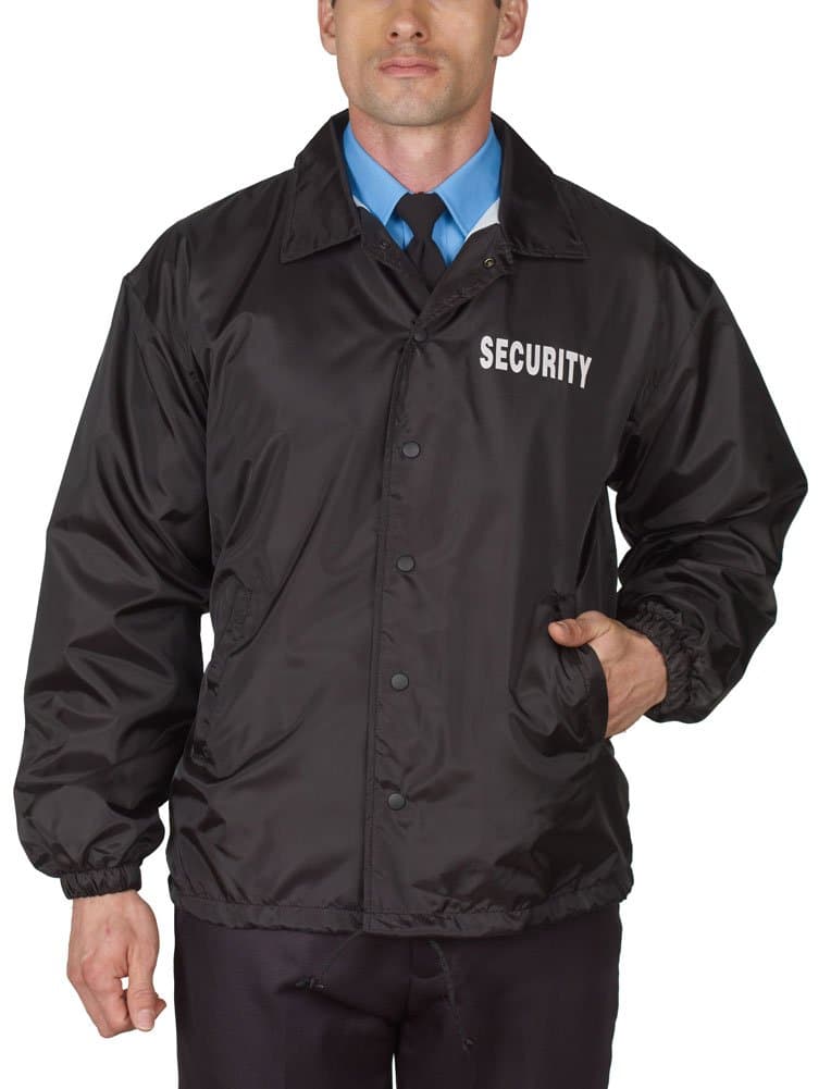 HPU Security Windbreaker Jacket Black Lined 100% Brushed Polyester Tricot