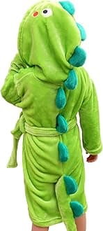 lontakidsKids Dinosaur Robe, Toddler Girls Boys Plush Bathrobes, Hooded Housecoat, 2-8 Years