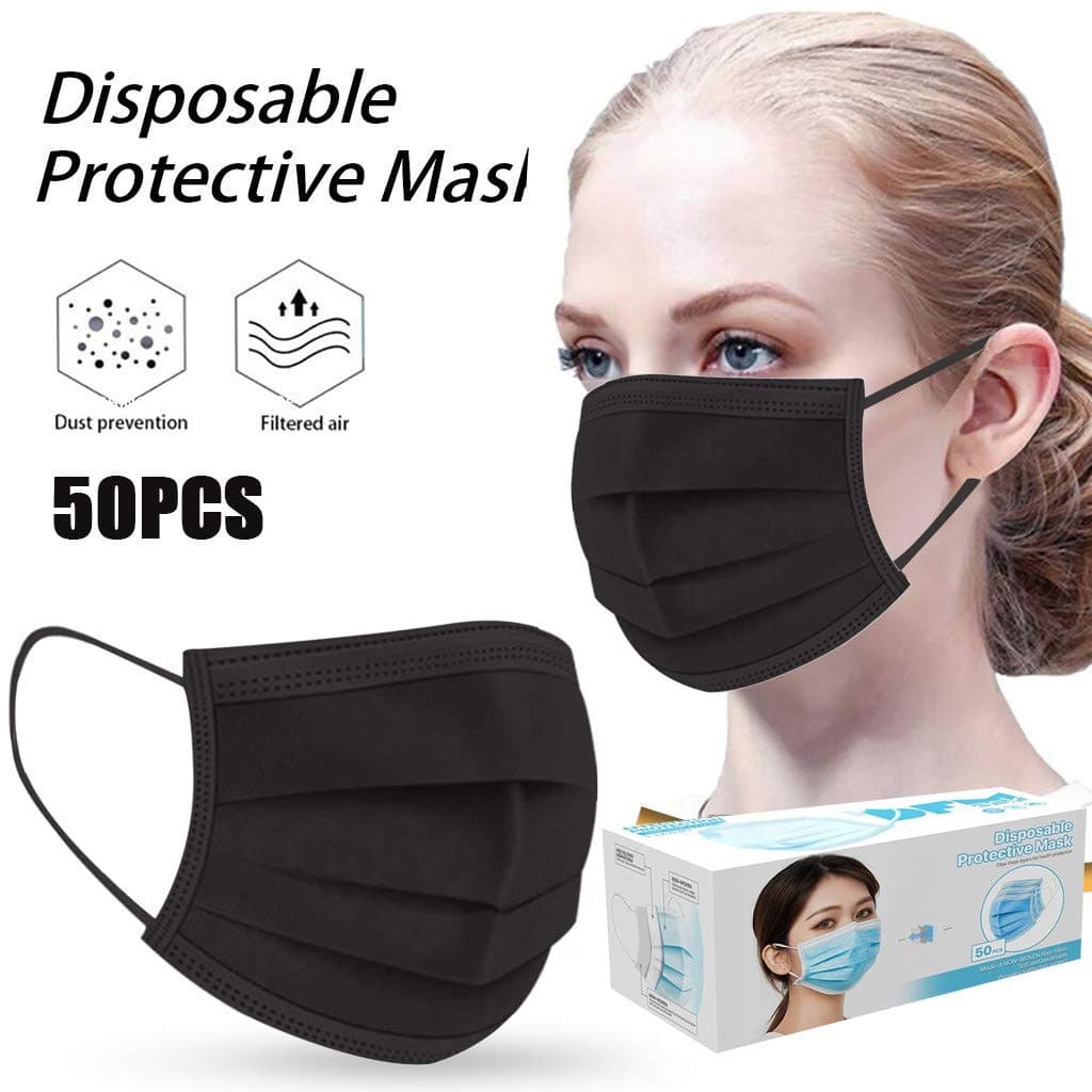 50pcs 4 Layer Bla Disposable Face Cover