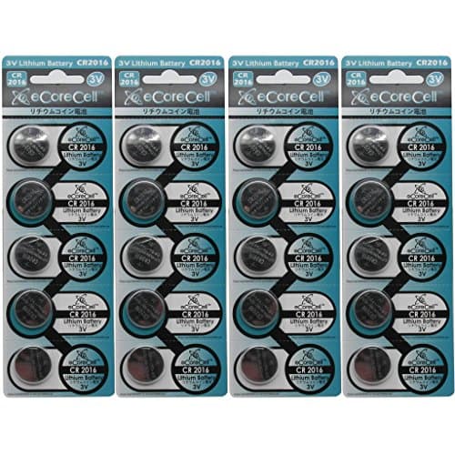 eCoreCell (20pcs) CR2016 5000LC 3V 3 Volt Lithium Single Use Non-rechargeable Button Coin Cell Battery