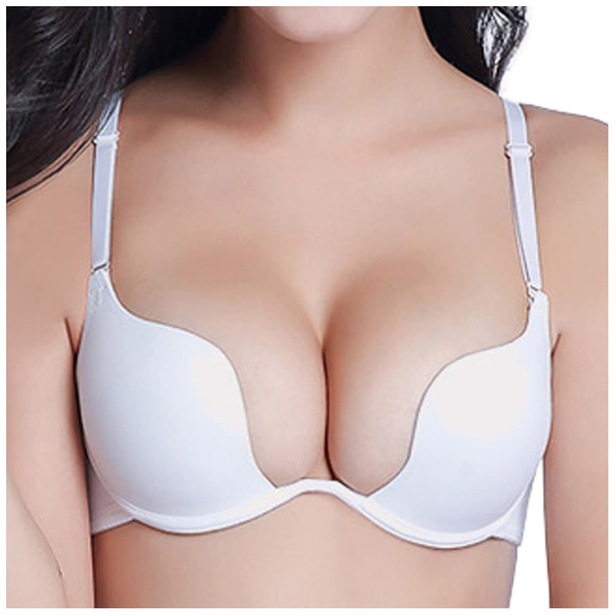 Women's Deep U Push Up Multi-Way Convertible Plunge Bra
