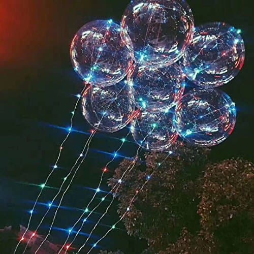 MEINI Flash Colorful LED Light Up Float Balloons Star Bubble Ball Transparent Lasts 8-24 Hours 3Pcs