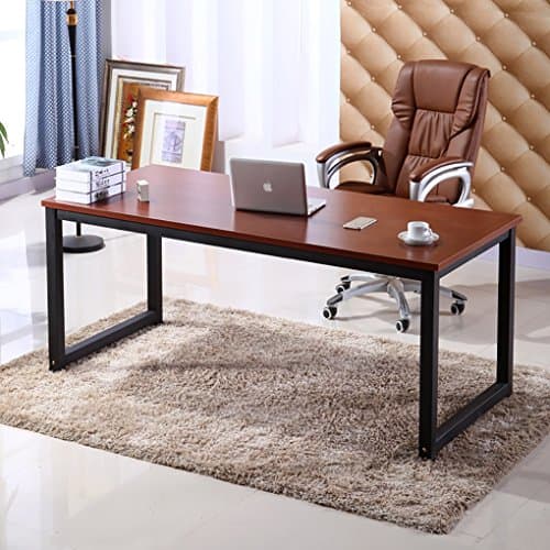 Office Computer Desk-Writing Desk 55in Study Table Office Desk Workstation for Home Office Desk Teak+black leg