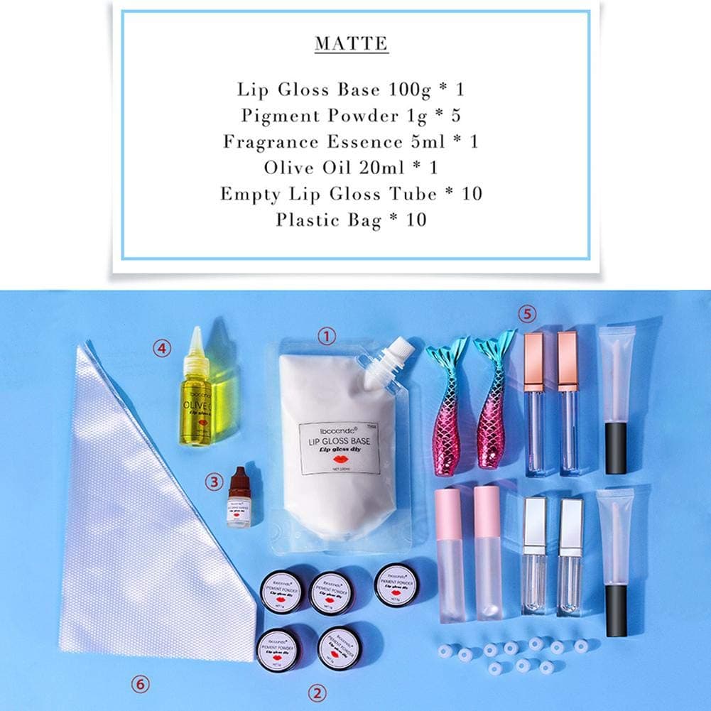 Matte/Moisturizing DIY Lip Gloss Making Kit, Lip Polish Base Tube Safe Handmade Cosmetic Makeup Tool Set