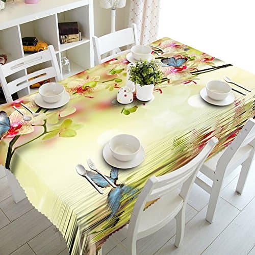 HUANZI Polyester Rectangular Tablecloths 3D Orchid Butterfly Digital Printing Party Table Cloth Dustproof Tablecloth, rectangle -90cm*120cm