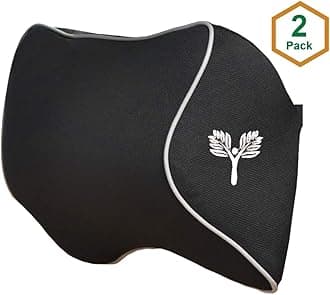 Grin Health memory foam Orthopedic Car Neck Rest Pillows Ultrasoft Neck Support Pillow for Car -Relieves Neck Pain, Superior Headrest Pillow for Car Seat, Neckrest Cushion, (Large, Black, Pack of 2)