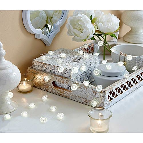 Loft Living 10 Ft Decorative String, 40 Count LED Indoor/Outdoor Lighted Mini Fairy Princess Diamond Cut Ornament Battery Operated Lights with Built in 4-Hour Timer
