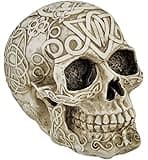 Private Label Celtic Owl Knotwork Human Skull Statue Pagan
