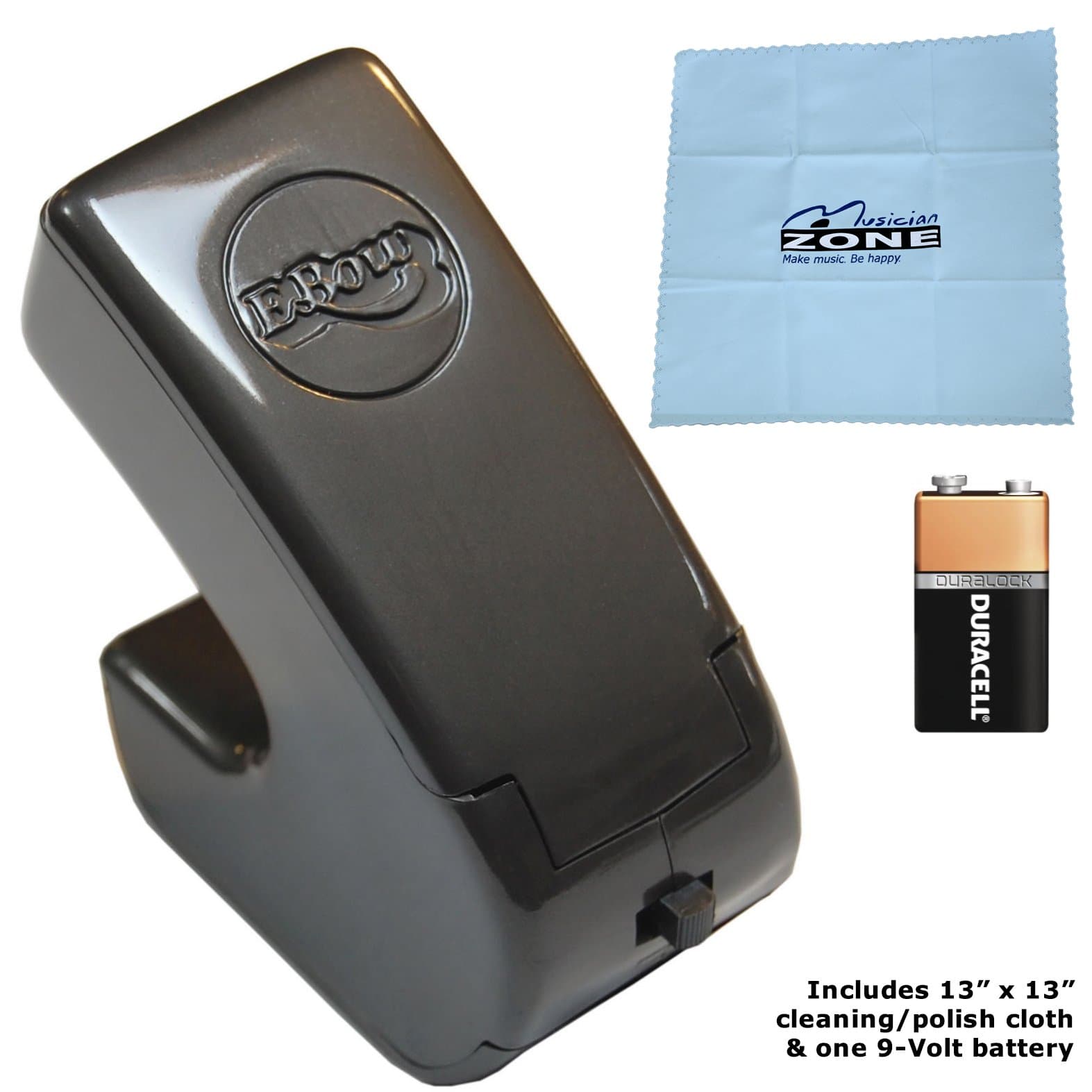 Heet Sound PLUSEBOW Plus E-bow for Guitar with FREE 9-Volt Battery & MusicianZone PC-10 Musical Instrument Cleaning & Polish Cloth