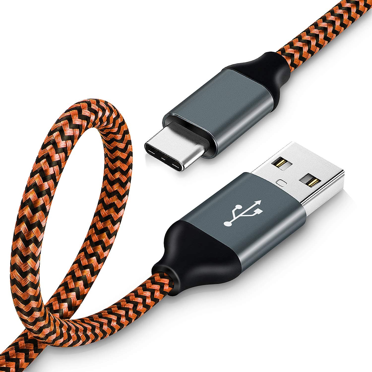 Type C Charger Cable 10ft,USB C Cable 1Pack Premium USB C to USB A Charger Cord(USB2.0) for Samsung Note 8,Galaxy S9, S8, Nexus 6P 5X,Google Pixel,LG G5 G6(Orange)