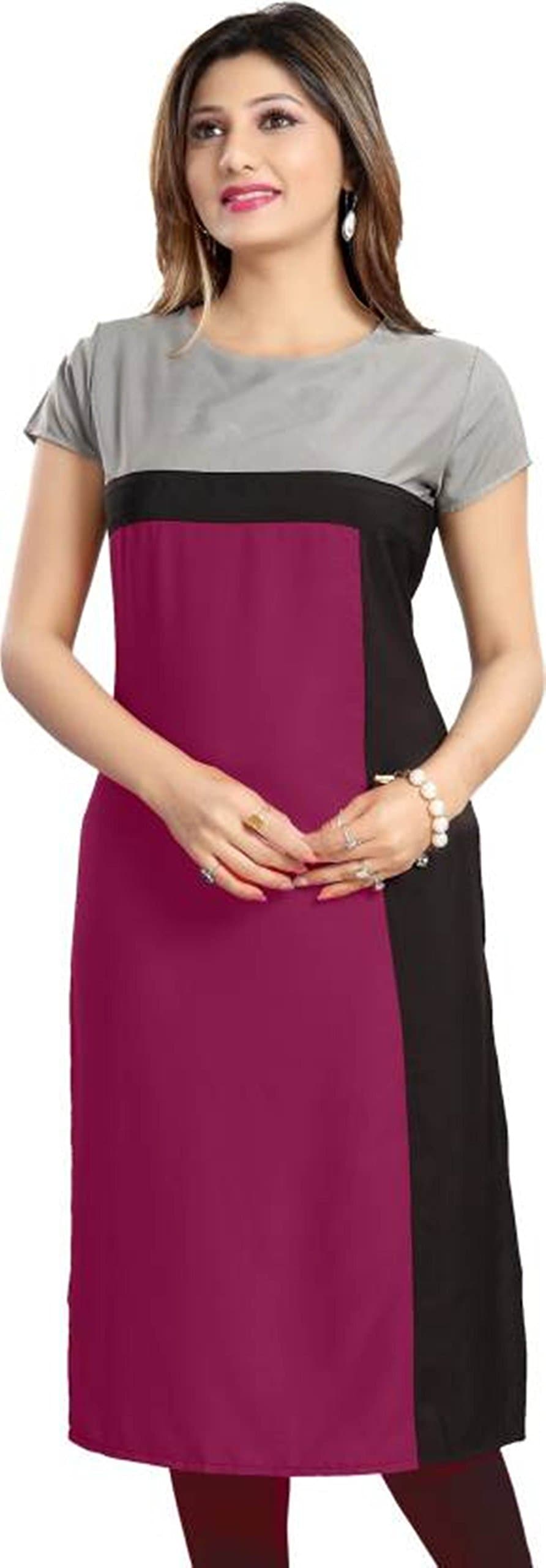 Women's Crepe Solid Straight Kurta