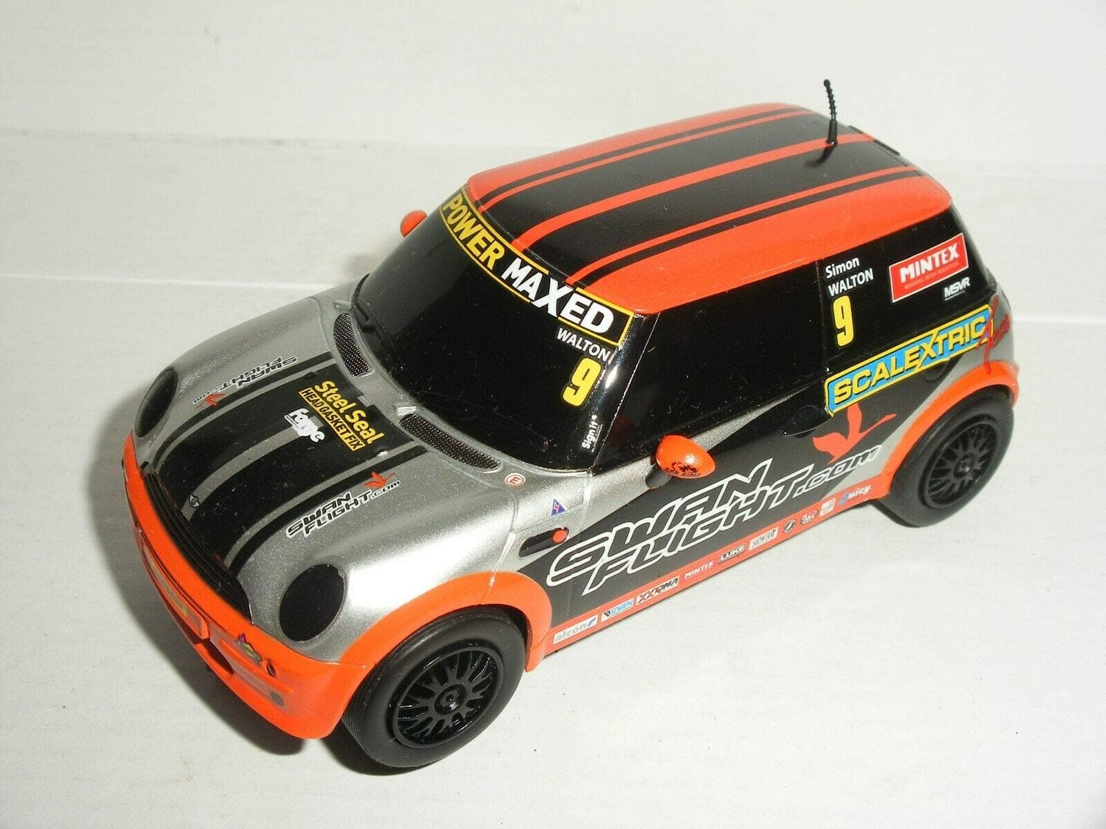 Scalextric Mini Cooper Orange/Silver #9 Walton - 1:32 Scale Slot Car …