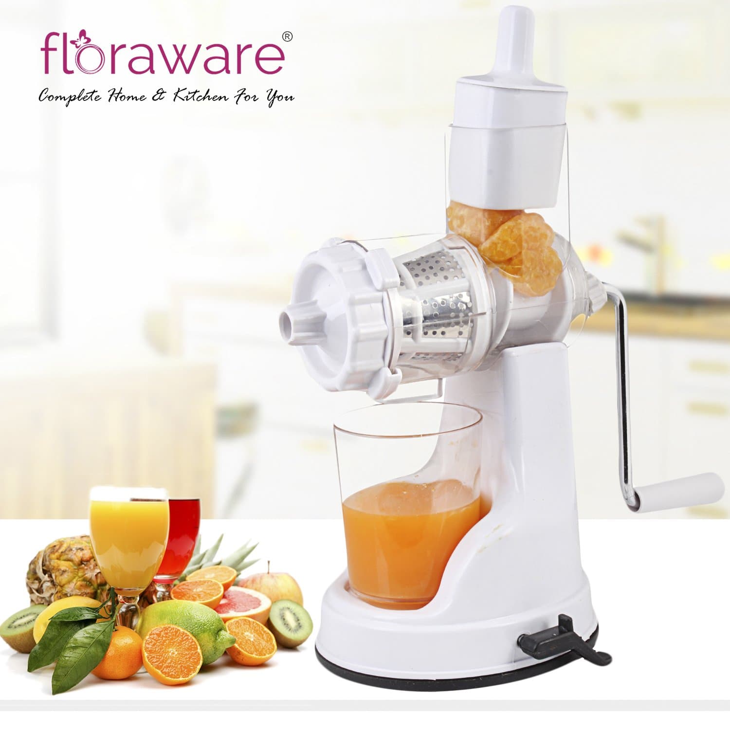 Floraware Plastic Fruit and Vegetable Juicer With Vacuum Locking System White