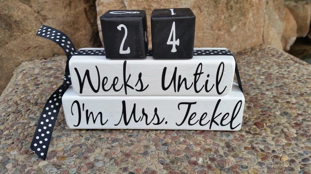 Wedding Countdown Blocks Bridal Shower Gift Engagement Gift Weeks Til I Do