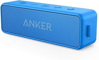 Anker SoundCore 2 Bluetooth Speaker with Better Bass, 24-Hour Playtime, 66ft Bluetooth Range, IPX5 Water Resistance & Built-in Mic - Dual-Driver Wireless Speaker-Blue (Renewed)