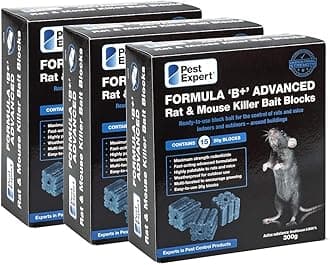 Pest Expert Formula B+ Advanced Rat & Mouse Killer Poison Bait Blocks 300g Max Strength Brodifacoum Single Feed 3 x 300g