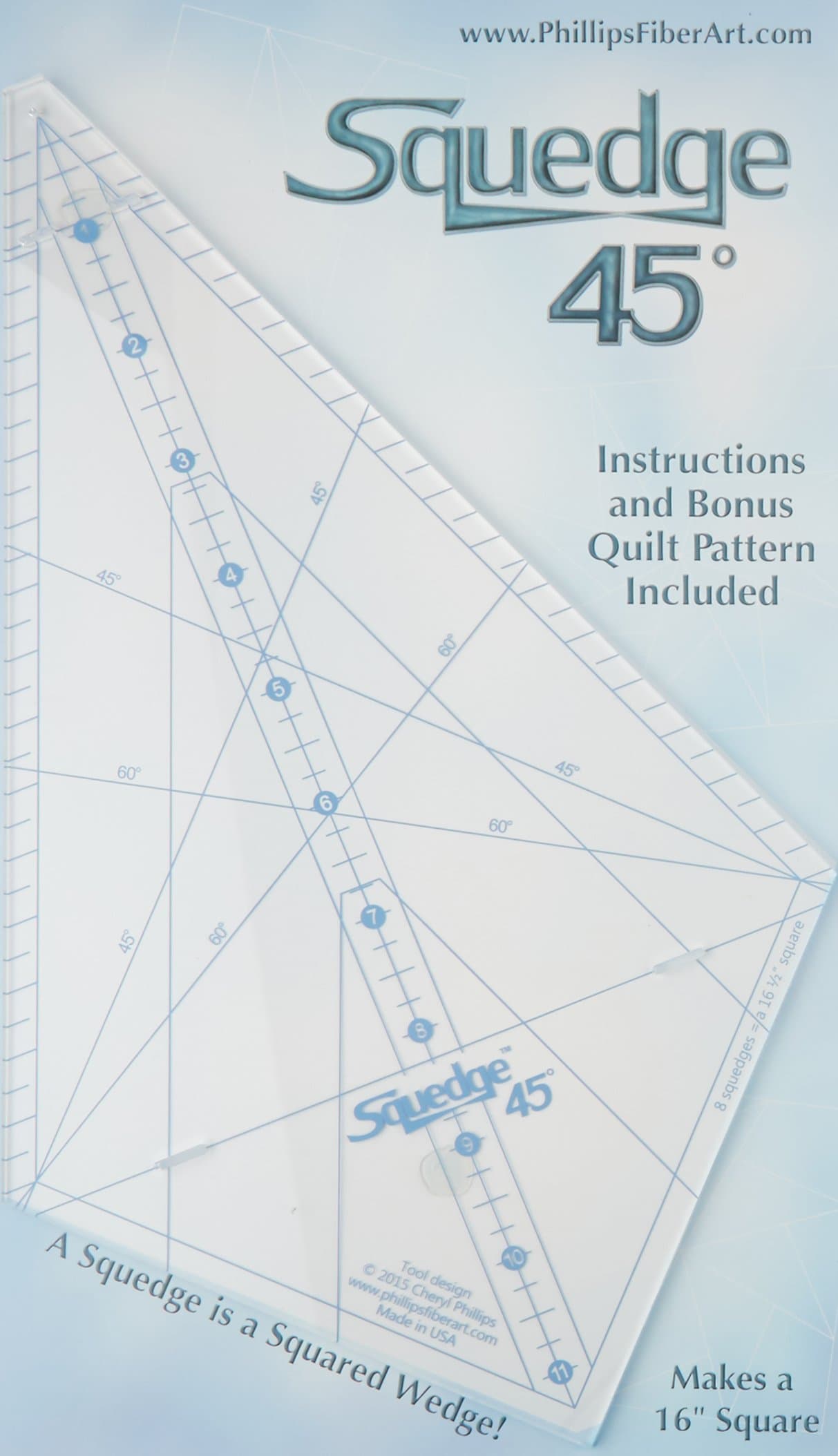 Phillips Fiber Art Ruler Squedge 45°
