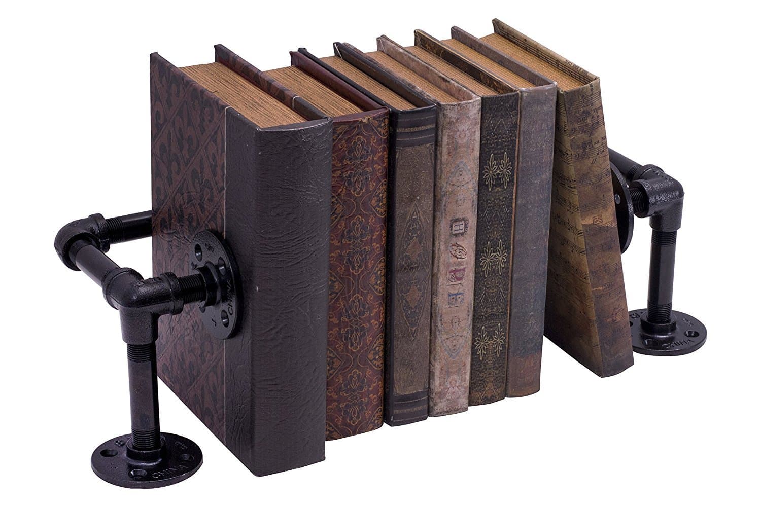 BABA Rustic and chic Industrial Book/DVD Stand Complete Set Electroplated Black Finish