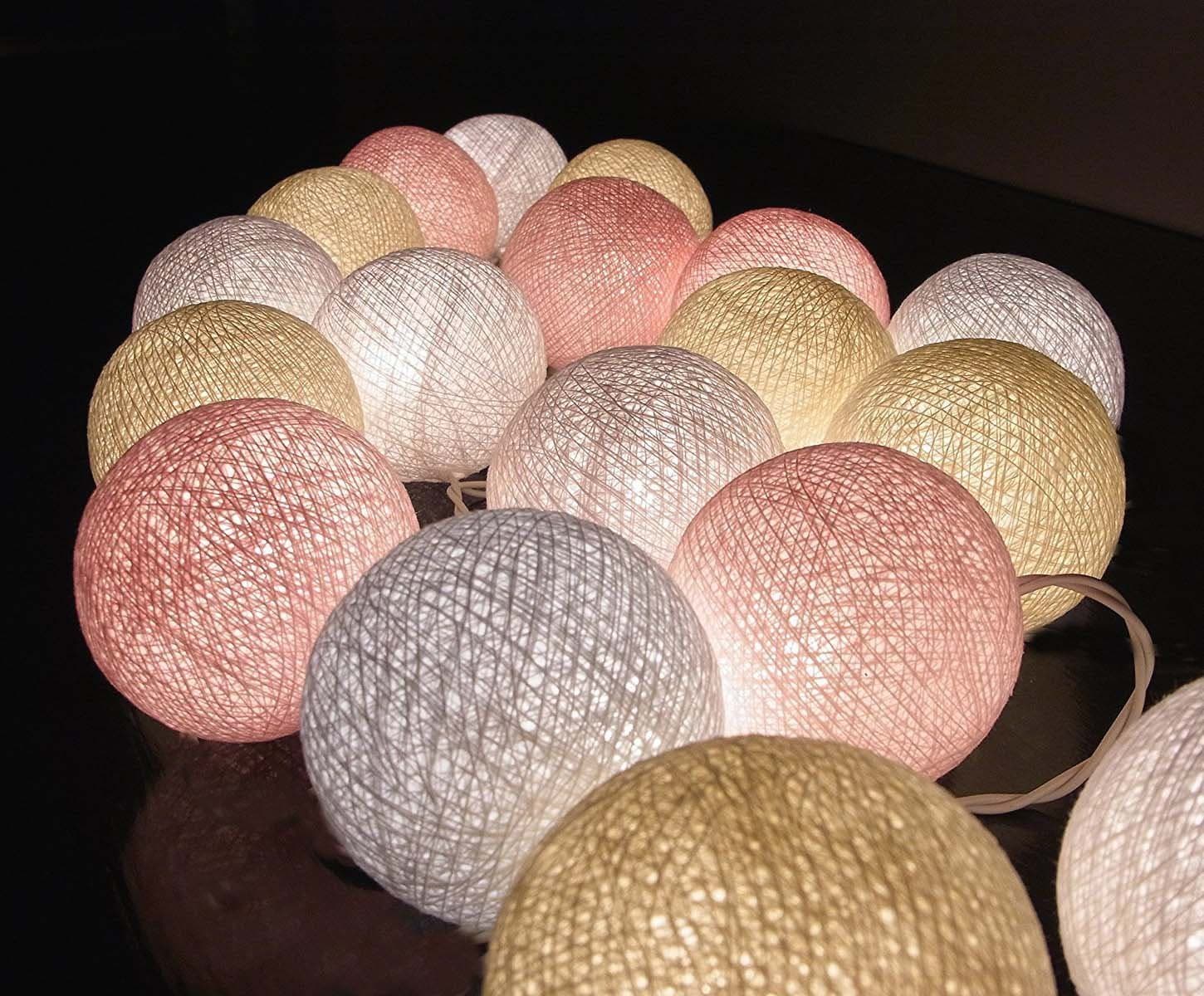 Lantern String Lights with Remote, Timer, Dimmer and Battery Powered, 16Ft 24 LEDs 8Modes Warm White Cotton Ball Lights, Waterproof Decoration for Indoor and Outdoor Seasonal & Festival Celebration