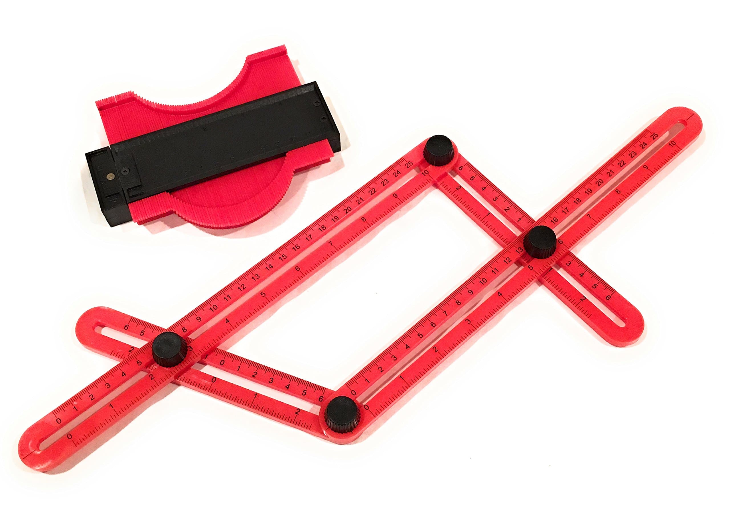 Contour Gauge Duplicator Tool & Multi Angle Ruler Template Tool Set. Easily Profile, Measure, Mark & Cut Any Curve, Angle or Shape.